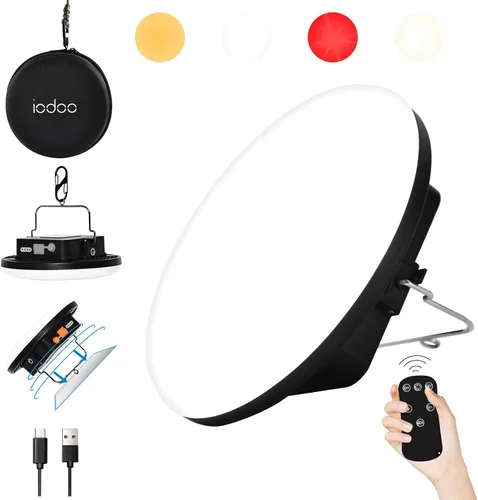 Vista 14 de IODOO Luz de campamento recargable de 10000 mAh con control remoto, bandera de Estados Unidos, luz de bandera estadounidense para acampar al aire