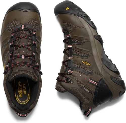 Vista 4 de KEEN Utility Lansing Mid Steel Toe Botas de trabajo impermeables para hombre marrón (Cascade Brown/Brindle)