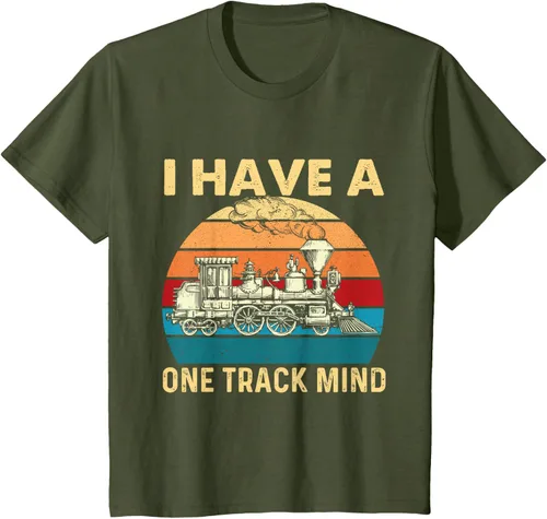 Vista 13 de Camiseta con texto en inglés "I Have A One Track Mind - Trainspotter Model Train Railroad, Negro, S
