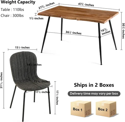 Vista 2 de NORDICANA Juego de mesa de comedor de 5 piezas, mesa de comedor rectangular moderna y sillas para cocina, comedor, rincón de desayuno con 4 sillas