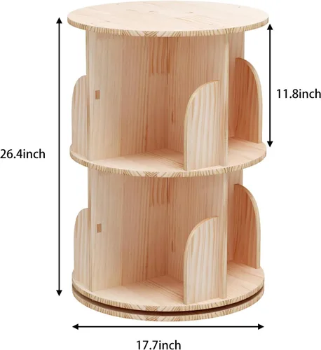 Vista 2 de Bear Qiaqia - Estantería giratoria de 2 niveles, estante de exhibición de 360 grados, organizador de estante de pie para niños y adultos, estante