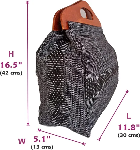 Vista 2 de MEXICANDOO Authentic Mexican Handcrafted Woven Handbag for Women or Girls with Wooden Handles Casual and Lightweight Purse