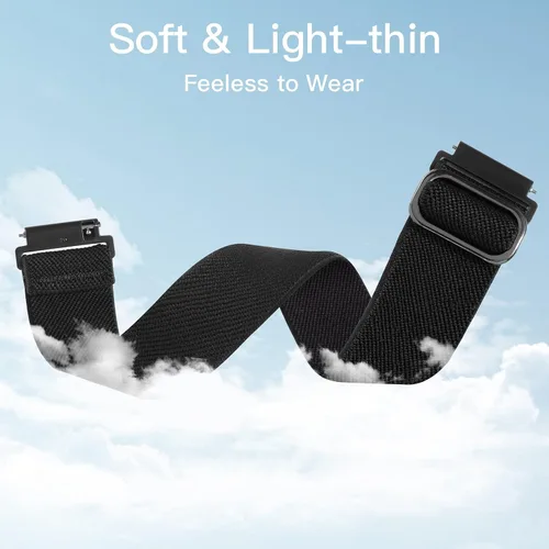 Vista 6 de Paquete de 2 correas elásticas de nailon compatibles con Amazfit Active 2/Active 3 Premium/Active, correas deportivas de repuesto suaves de 0.787