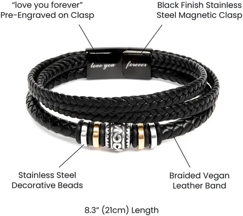 Vista 3 de FG Family Gift Mall Pulsera "Para Mi Hombre Te Amo", Regalos para Él, Esposo, Novio, Regalos Sentimentales de Esposa, Novia, Pulsera Para Mi Hombre