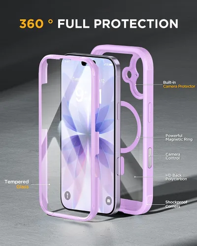 Vista 182 de Miracase Serie de vidrio para iPhone 11 de 6.1 pulgadas, funda protectora de cuerpo completo resistente mejorada con protector de pantalla de vidrio