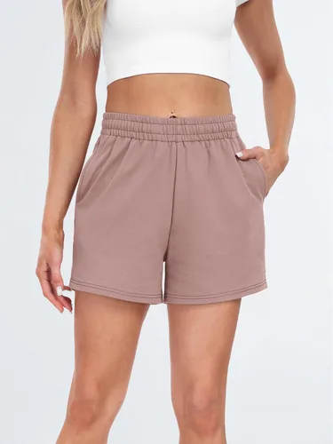 Vista 83 de AUTOMET Pantalones cortos deportivos para mujer, estilo casual, con cordón, cómodos, elásticos, de cintura alta, con bolsillos