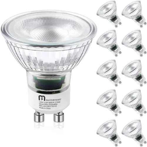 Vista 11 de MASTERY MART - Bombillas LED GU10, equivalentes a 50 W, 5,5 W regulables, cubierta de cristal completa, reflector de luz blanca suave de 2700 K