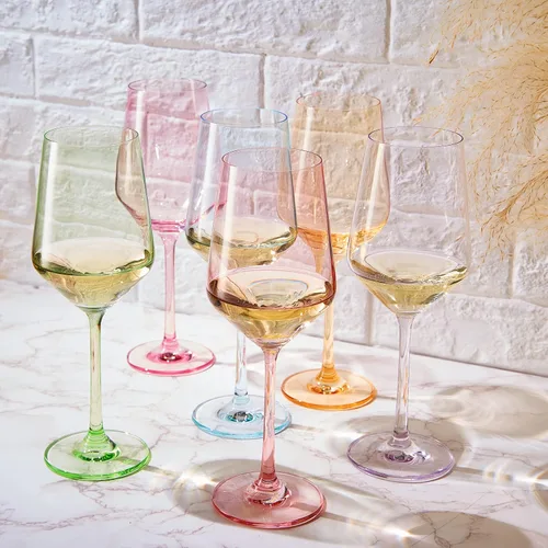 Vista 3 de The Wine Savant Haz tu propio juego de copas de vino individuales, vaso grande de color azul colorido de 12 onzas, estilo italiano alto para vino