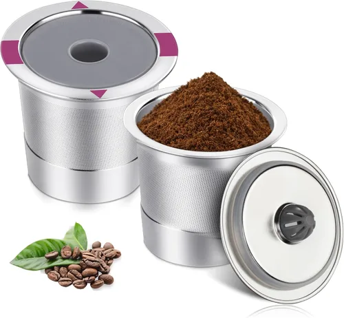 Vista 9 de Tazas reutilizables K Cups para Keurig, cápsulas de café reutilizables universales de acero inoxidable, cápsulas K recargables únicas para máquinas