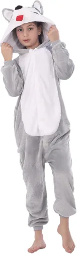 Vista 4 de WOYASIM Pijama de animal para niños, disfraz de una pieza, ropa de dormir, Halloween, Pascua, cosplay para niñas y niños