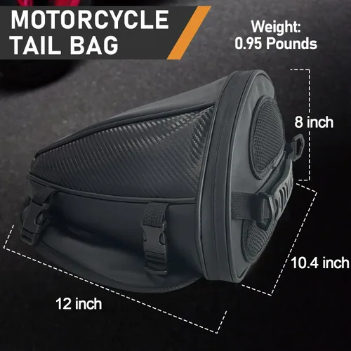 Vista 2 de Bolsa de cola para motocicleta, multifuncional, para guardar en el asiento trasero, bolsa de sillín, bolsa de tanque para motocicleta con correa