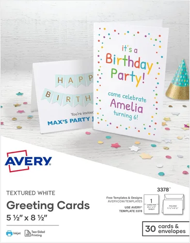 Vista 10 de Avery® Tarjetas de felicitación de media pliegue, 5.5 x 8.5 pulgadas, color blanco sin recubrimiento, 30 tarjetas