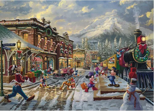 Vista 2 de Ceaco - Thomas Kinkade - Disney - Holiday - Candy Cane Express - Rompecabezas de 1000 piezas