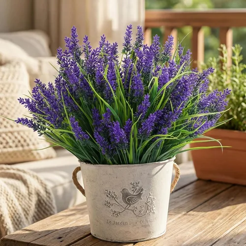 Vista 20 de CEWOR - 12 paquetes de flores artificiales para interior y exterior, margarita de seda falsa con hojas de eucalipto, flor artificial para maceta