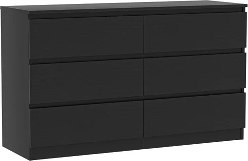 Vista 11 de Vibe & Dine Cómoda doble de 8 cajones, cómoda de madera moderna con amplio almacenamiento para armario, dormitorio, sala de estar, color negro