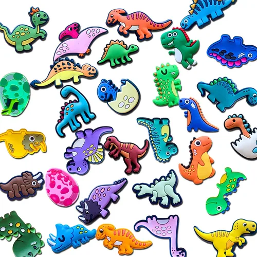 Vista 2 de 30 45 dijes de dinosaurio para zapatos, sandalias y pulseras, dijes de dinosaurio para niños, hombres, niños y adultos, recuerdos de fiesta