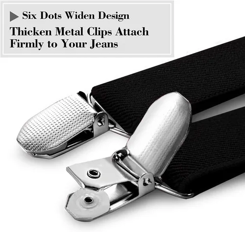 Vista 4 de habibee Color sólido para hombre en forma de Y con clips fuertes tirantes ajustables