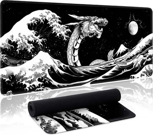 Vista 9 de Alfombrilla de mouse para juegos de mapa negro, alfombrilla de escritorio grande para teclado extendido, alfombrilla de mouse XL con base