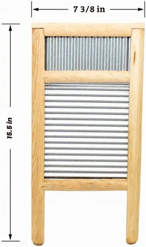 Vista 4 de Pequeña tabla de lavar con estaño: 15.5 pulgadas de alto x 7 3/8 pulgadas de ancho