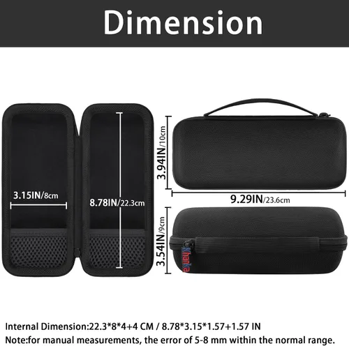 Vista 4 de khanka Estuche rígido de viaje para altavoz Bluetooth portátil Ortizan IPX7 Negro