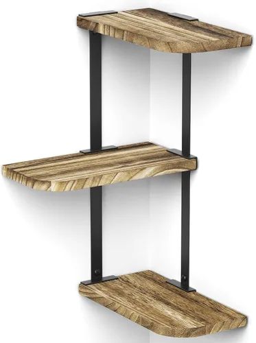 Vista 12 de Love-KANKEI Estante esquinero grande de 3 niveles, madera maciza y soporte