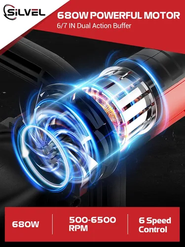 Vista 5 de SILVEL Pulidora Buffer, Buffer de Doble Acción de 6 pulgadas para Detallado de Automóviles, Kit de Encerador Buffer Orbital Aleatorio para Automóvil