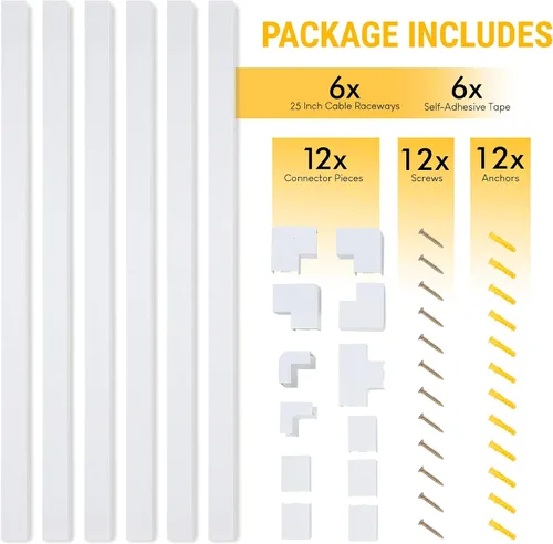 Vista 5 de Juego de 9 piezas de conexión de cable para kit organizador de cables - Gestión de cables para televisores de montaje en pared