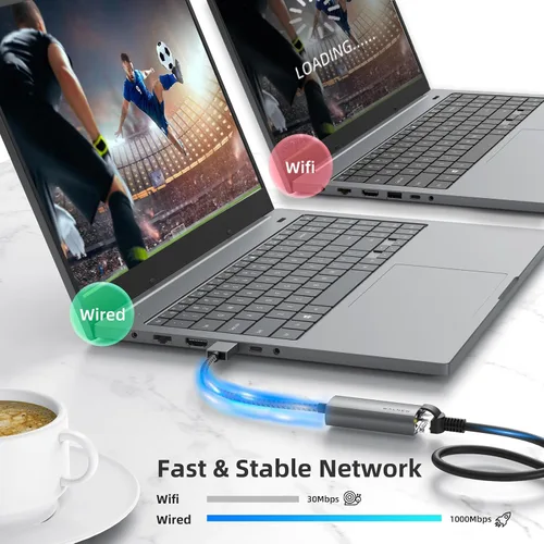 Vista 2 de Adaptador Ethernet USB 3.0, WALNEW 1000 Mbps Gigabit USB a Ethernet LAN adaptador de red, convertidor de cable USB macho a RJ45 hembra para MacBook