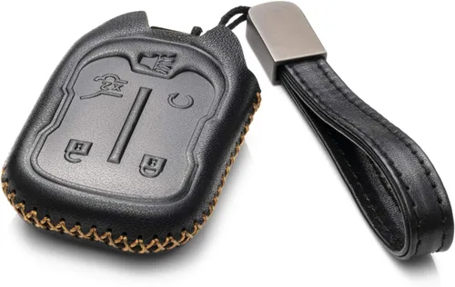 Vista 2 de Vitodeco Funda de cuero genuino para llavero inteligente con correa de cuero compatible con GMC Acadia, GMC Terrain (modelos 2017 - 2023), 5