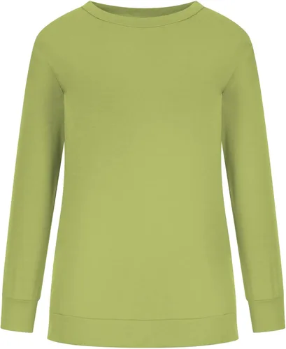 Vista 4 de Blczomt Sudadera de cuello redondo para mujer, de gran tamaño, casual, color liso, cómoda, de manga larga, ropa de moda de otoño