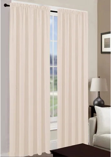 Vista 4 de Leah - Panel de ventana texturizado de jacquard y tratamientos de cenefa de cascada, para espacios del hogar, bolsillo para barra, filtro de luz