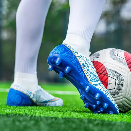 Vista 7 de Favdeol Botas de fútbol para hombre, para interiores, césped ligero, rendimiento, para entrenamiento, para terreno suave, botas de fútbol atléticas