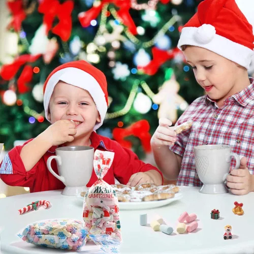 Vista 2 de XIMISHOP 120 bolsas de celofán de Navidad, bolsa de celofán para dulces