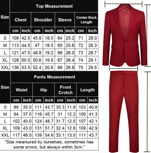 Vista 6 de COOFANDY Trajes de 2 piezas para hombre, chaqueta de dos botones, esmoquin, pantalón de traje ajustado