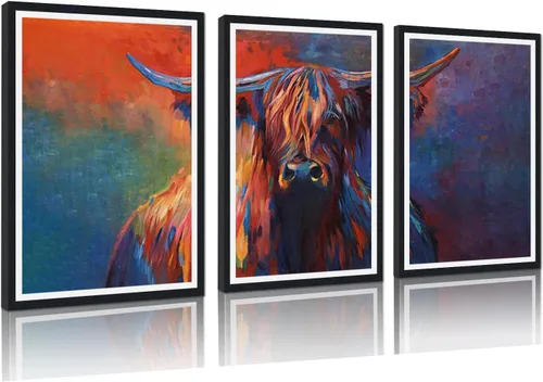 Vista 59 de 3 piezas modernas de lienzo de león de animales salvajes, pinturas de retratos de familia de leones, decoración de pared, obras de arte de sala