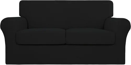 Vista 47 de Easy-Going Funda elástica de sofá de 4 piezas de gran tamaño para perros, funda de sofá lavable para 3 cojines separados, protector de muebles Negro