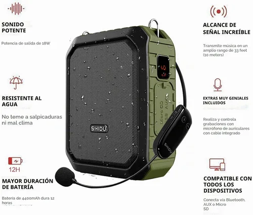 Vista 6 de Amplificador de voz con micrófono inalámbrico para auriculares