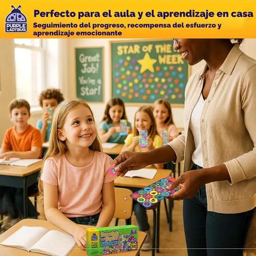 Vista 2 de 45 hoja cero y pegatinas con fragancia para niños(as) y maestros(as) Paquete megavariedado, paquete de Purple Ladybug Novelty, con 15 diferentes