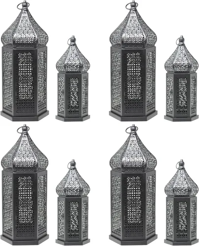 Vista 23 de VELA LANTERNS Farol Marroquí Grande Torre de Templo Lámpara Portavelas Decorativo para Decoraciones de Ramadán, Halloween, Colgante, Patio o Porche