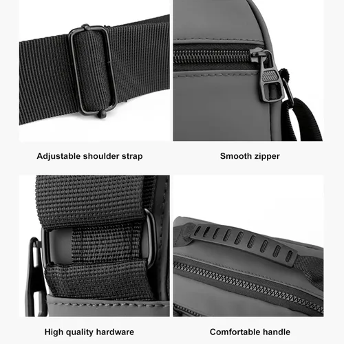 Vista 4 de Henmifyer Small Crossbody Side Shoulder Bag For Men Women, Mini Canvas Messenger Bag for Phone Passport