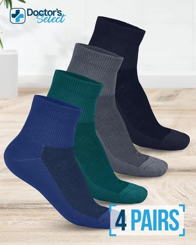 Vista 4 de Doctor's Select Diabetic Socks for Men - 4 Pairs Diabetic Ankle Socks for Men Non Binding Neuropathy Socks