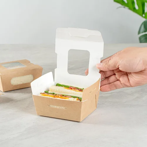 Vista 5 de Restaurantware Mini recipiente bio para llevar de papel rectangular de 12 onzas, 200