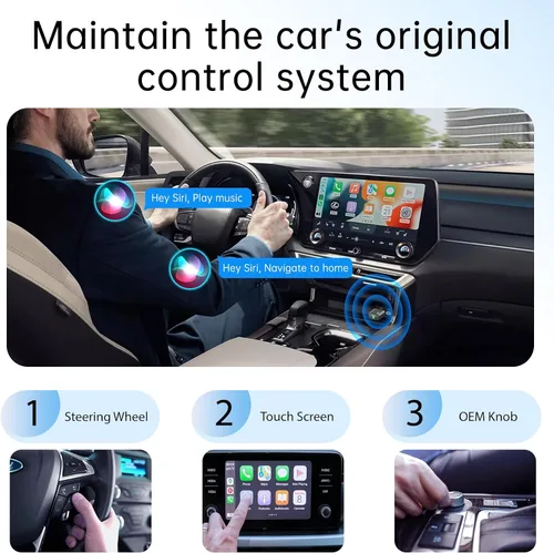 Vista 7 de Adaptador inalámbrico CarPlay para iPhone, convierte Apple CarPlay con cable de fábrica a inalámbrico, mini USB/USB-C CarPlay Dongle, reconexión
