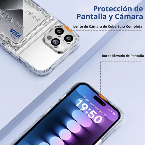 Vista 4 de ACANDYA Funda transparente para iPhone 15 Pro Max con tarjetero de crédito Transparent Cover for iPhone 15 Pro Max 6.7 inch Protective Case Heavy