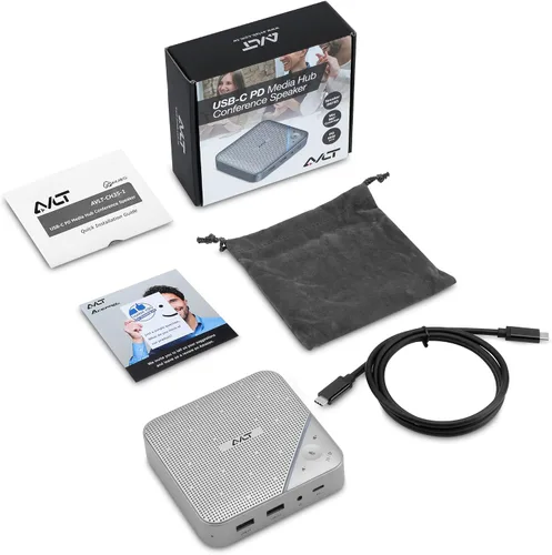 Vista 7 de AVLT USB-C altavoz Hub, micrófono de conferencia de sonido omnidireccional de 360° con carga PD de 85 W, transferencia de datos de 5 Gbps, salida