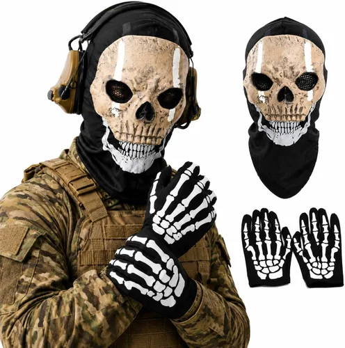 Vista 8 de Ghost Balaclava Skeleton Ski Mask Halloween Cosplay Ghost Skull Mask #01