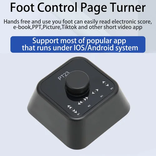 Vista 3 de Page Turner Pedal de pie, pedal de giro de página, 4 modos de página, soporte recargable, multi73 horas, uso continuo, compacto para computadora
