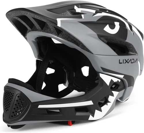 Vista 11 de Lixada Casco de bicicleta para niños, ajustable, desmontable, de cara completa, casco de ciclismo para niños, bicicleta, monopatín, scooter,