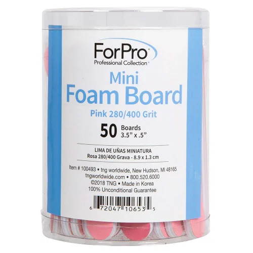 Vista 5 de ForPro Professional Collection Mini tabla de espuma, lima de uñas de doble cara, grano 280/400, 3.5 pulgadas de largo x .5 pulgadas de ancho, rosa