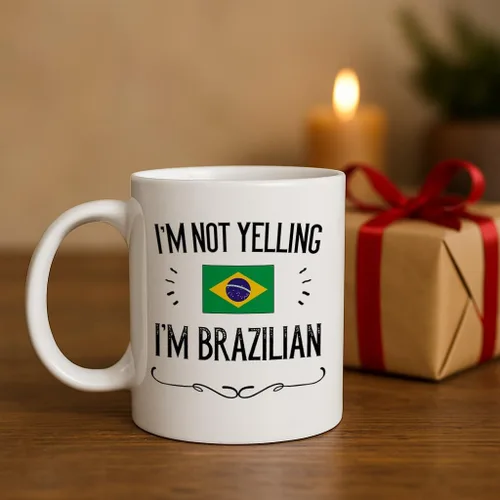 Vista 9 de Casitika Recuerdo y regalos del orgullo brasileño. Taza de café de 11 onzas. Idea de regalo para esposa, marido, amigo o compañero de trabajo